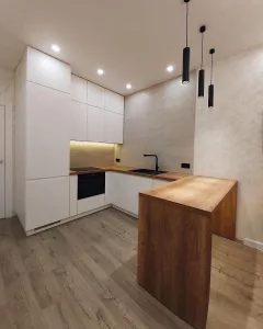 Кухня 884, с полуостровом, белая