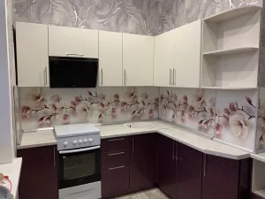 Угловая кухня с фотопечатью Ю-588